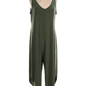 Nicole Miller Jumpsuit L Olive Green Boho Festival Hippie Indie Artsy